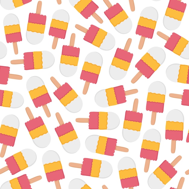 Summer doodle seamless pattern with ice creams