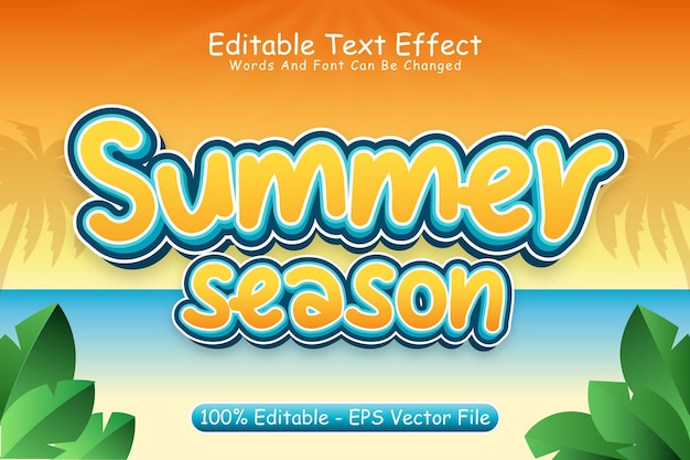 Summer Season Editable Text Effect 3 Dimension Emboss Cartoon Style