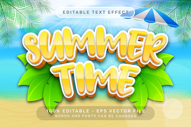 summer time 3d text effect and editable text effect with a beach background
