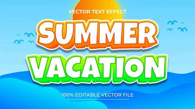 Summer Vacation Editable Vector Text Effect with sea background