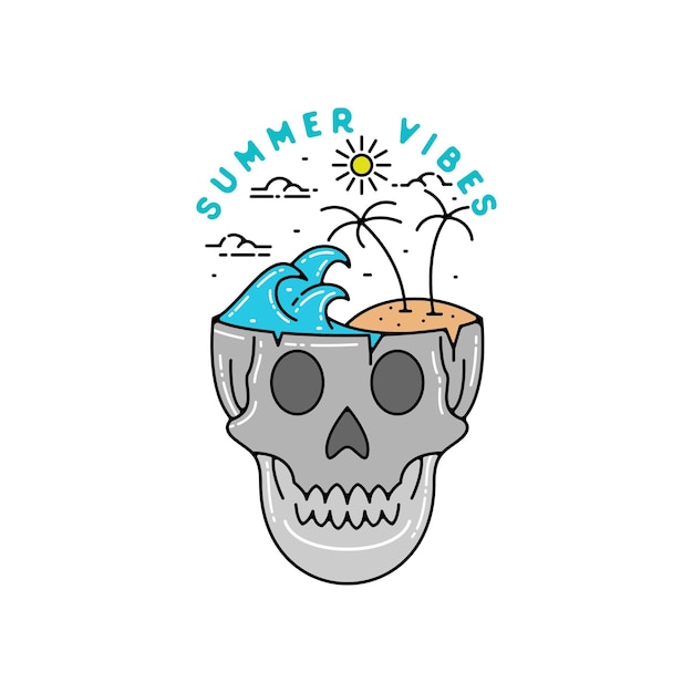 Summer Vibes Skull Monoline