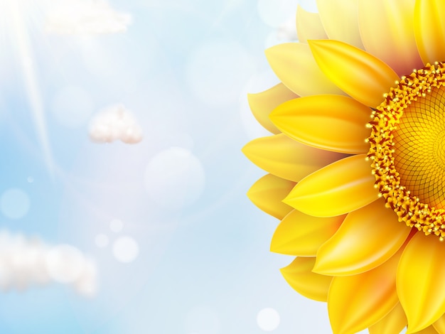 Sunflower with blue sky.