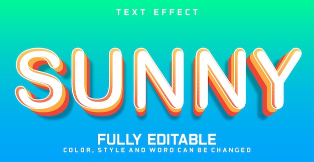 Sunny text editable style effect with 3d concept