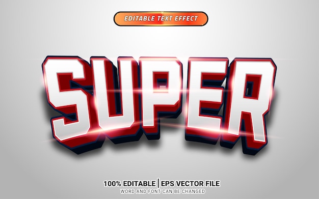 super red silver shiny game futuristic luxury 3d text effect template design headline text element