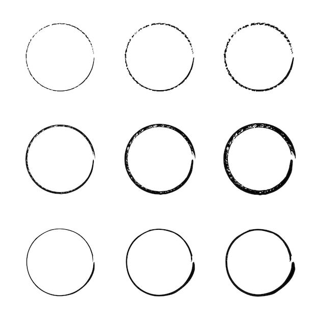 super set of circles lines rounds scribble line circles simple hand drawn circle