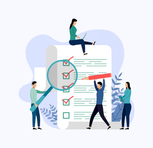 survey report, checklist, questionnaire, business concept vector illustration