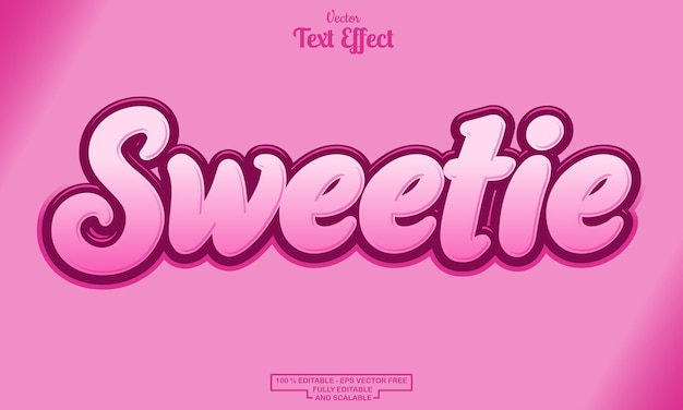 sweetie modern cartoon editable text effect design
