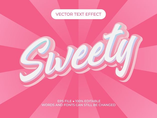 Sweety 3d vector text style effect template design