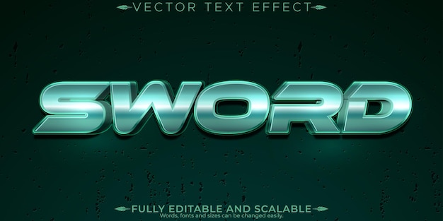 Sword text effect editable metallic and shiny text style