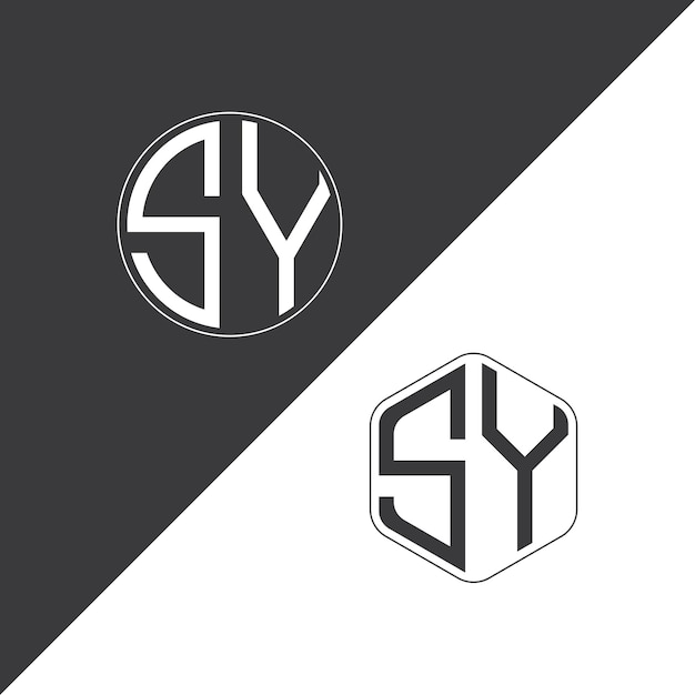 SY initial monogram logo With Circle and Polygon shape creative logo design