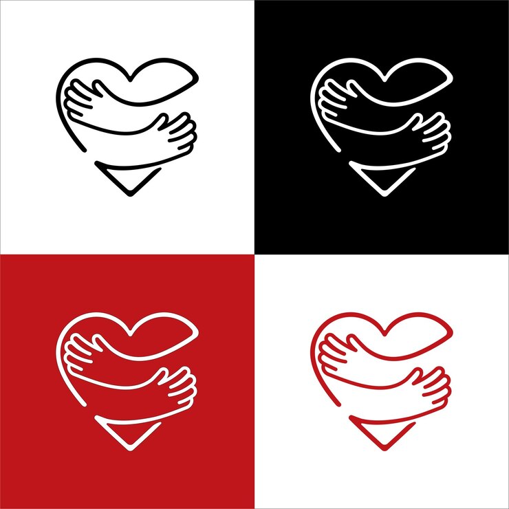 Symbol of Caring Heart and Concept of Hug Minimalist Heart Illustration