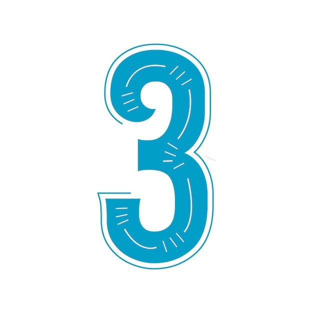 Tallet 3 fargerik bokstavdesign.