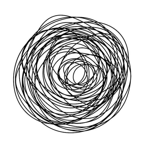 tangled grungy round scribble isolated on white background