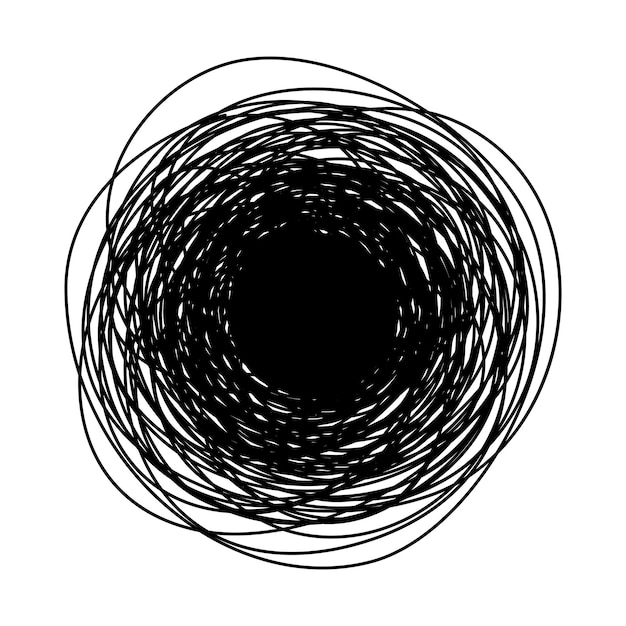 tangled grungy round scribble isolated on white background