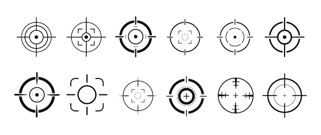 target icon set reticle gun focus target view finder target in a destination area line style