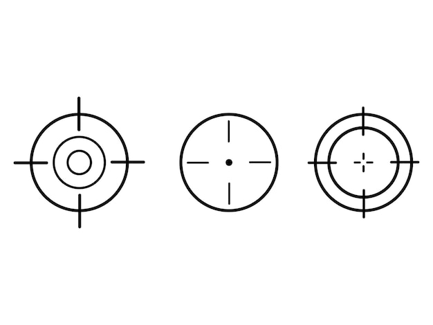 target line icons aim or target symbol in circle target symbols on a plain background