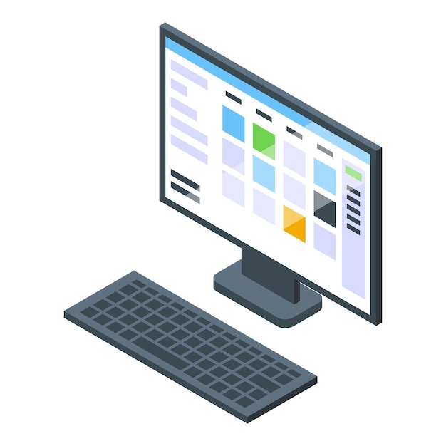 Task schedule computer icon Isometric of Task schedule computer vector icon for web design isolated on white background