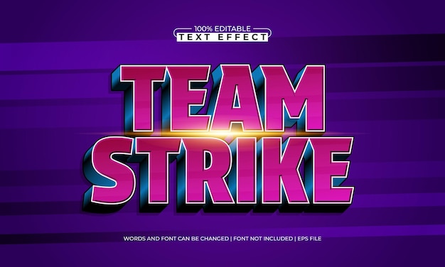 team strike editable text effect with a race and sport text style