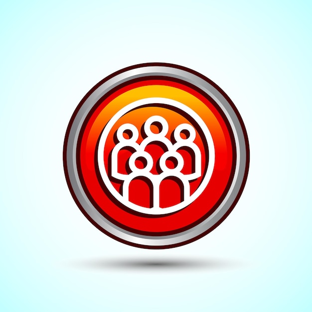 teamwork icon design illustration cooperation icon for apps and websites orange color round button design