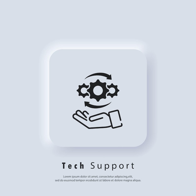 Tech Support icon. Customer and technical support. Support phone operator with headset. Vector EPS 10. UI icon. Neumorphic UI UX white user interface web button. Neumorphism