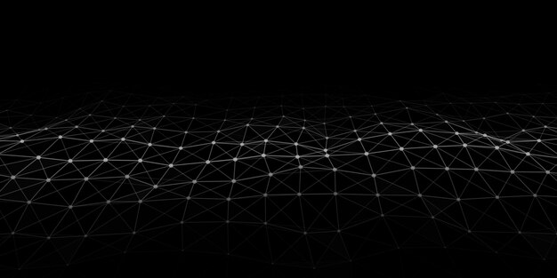 Technological wave of dots and lines Technology background concept Network connections Big data visualizations