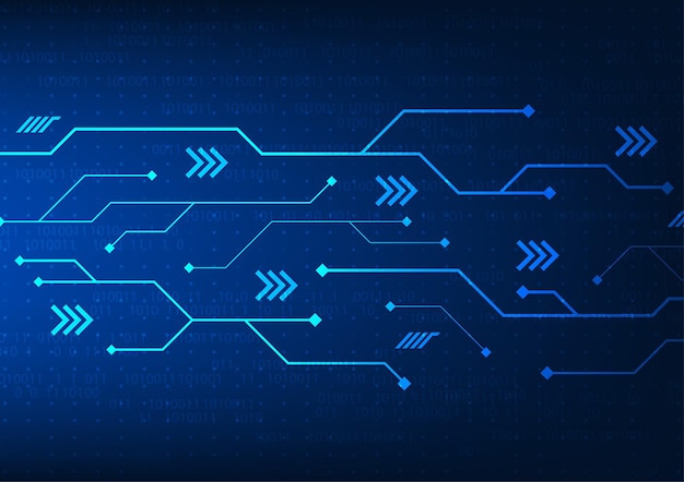 Technology circuit board background with arrows going forward On the back