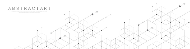 technology hexagons connection digital data and big data concept