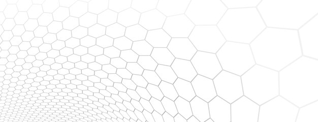 Technology vector abstract background with hexagons mesh, 3D abstraction of nanotechnology and science, electronics and digital style, wire net dimensional perspective.