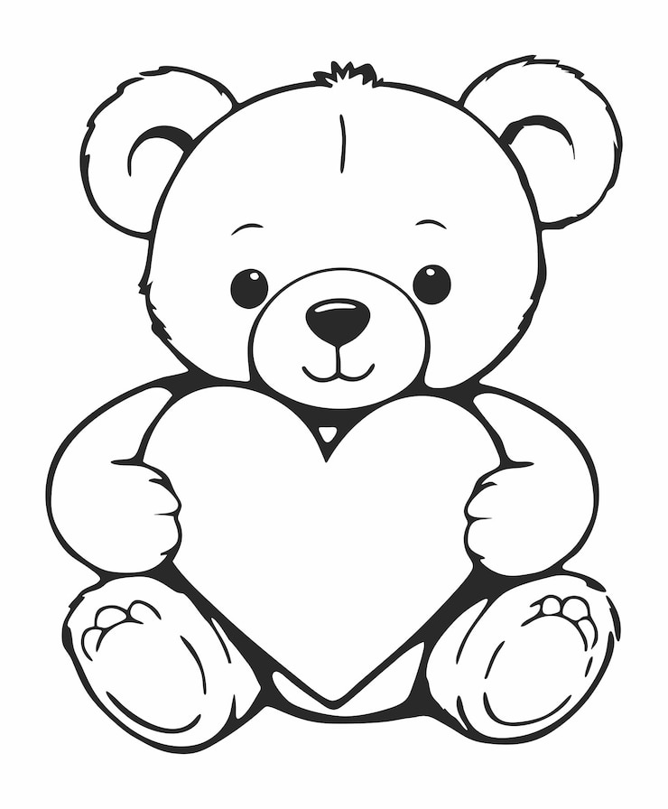 Vektor teddy bear holding a heart