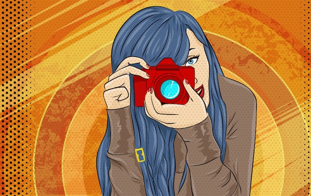 Tegneserie jente Pop Art illustrasjon