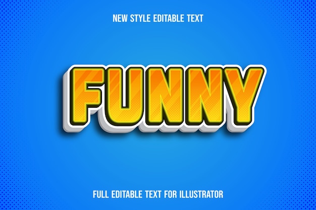 Text effect 3d funny color yellow and white gradient