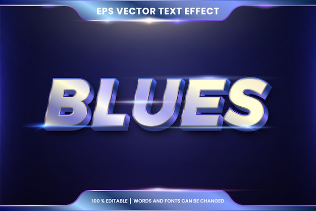 Text effect in 3d Blues words text effect theme editable metal red gold color concept