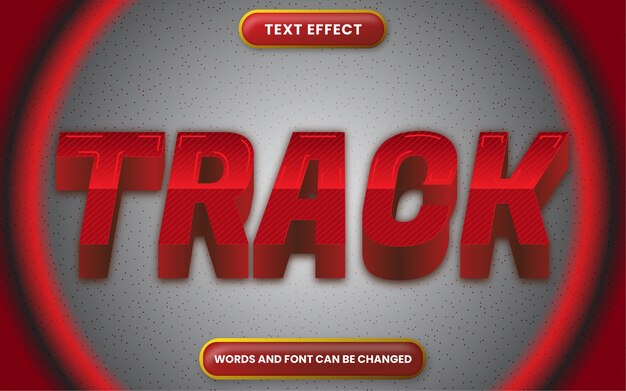 Text effect track dance with 3d red and shiny editable text style