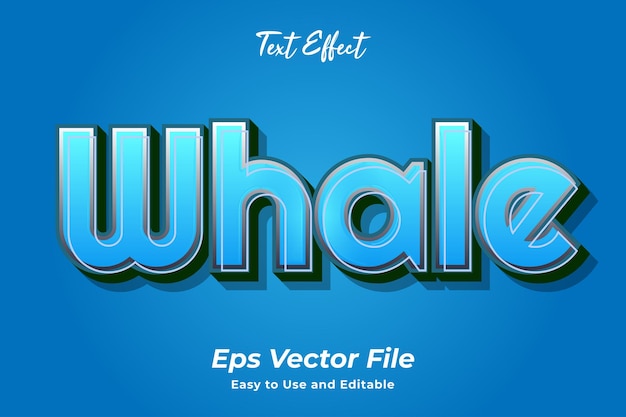 text effect whale editable and easy to use premium vector