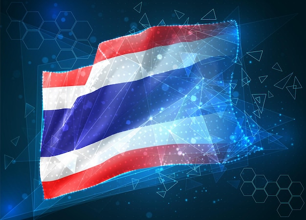 thailand,  vector flag, virtual abstract 3d object from triangular polygons on a blue background