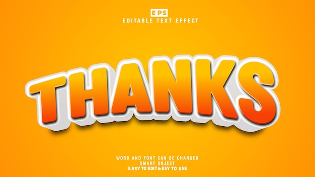 thanks 3d editable text effect vector with background