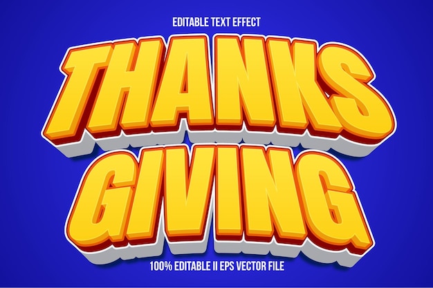 thanks giving editable text effect 3d emboss gradient style