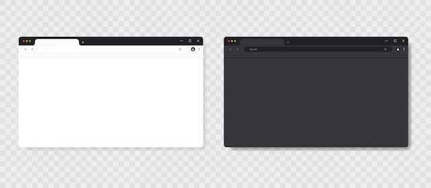 The empty browser window light and dark realistic Web page mockup Vector illustration