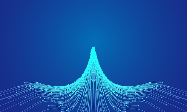 The flying eagle and rising rays form an abstract background of dots and lines