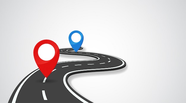 The road with GPS pin indicates the beginning and end of the journey.