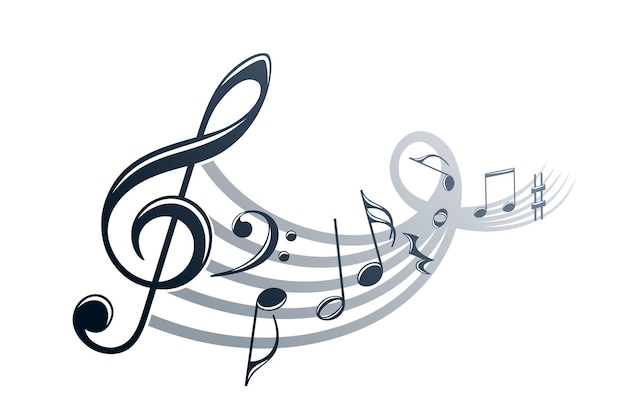 The stylized symbol with music notes