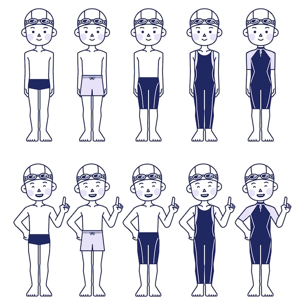 They are man in various swimsuits
