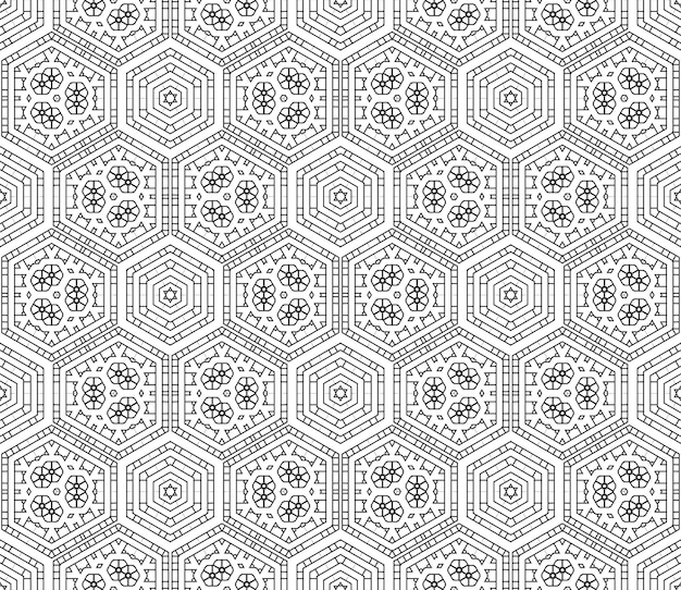 thin line striped hexagon, triangle, rhombus seamless pattern. linear geometric background. wrapping