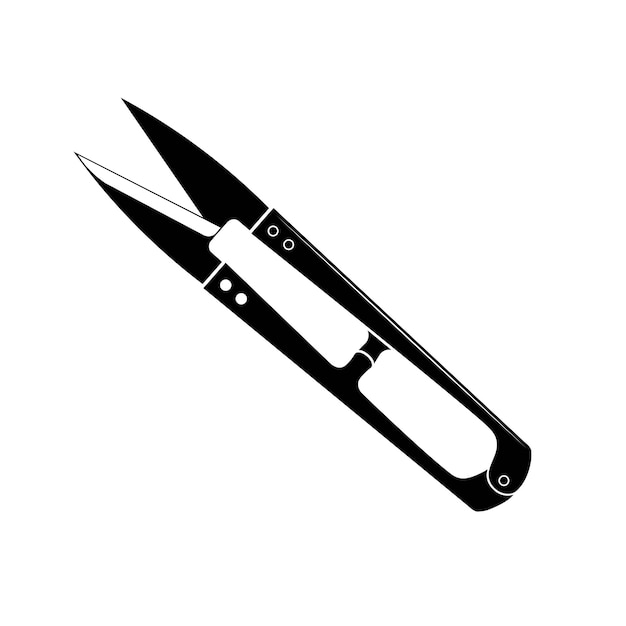 Thread snips flat silhouette vector isolated on white background Sniper black and white icon