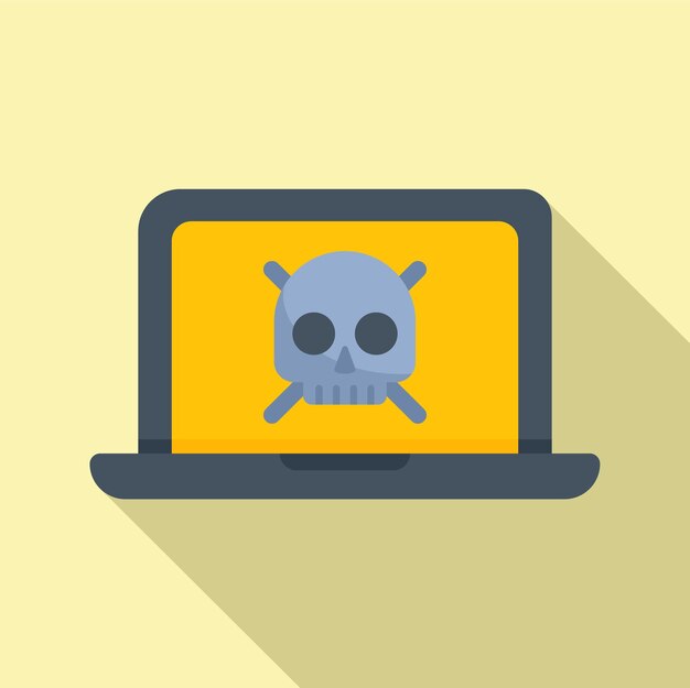 Threat laptop icon flat vector Security alert Notification alert