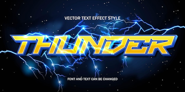 thunder lightning flash yellow bold typography editable text effect font style template background