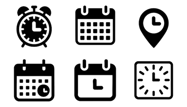Time Concept with Calendar Clock and Alarm Clock Icons