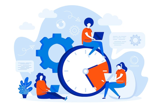 time management web concept design with people characters illustration