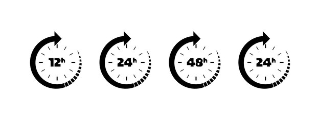 Timelapse Clock Icons 12h 24h 48h Cycle Repeat Indicators