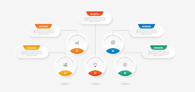Timeline infographics with 5 options or steps for process presentations workflow diagram flow chart